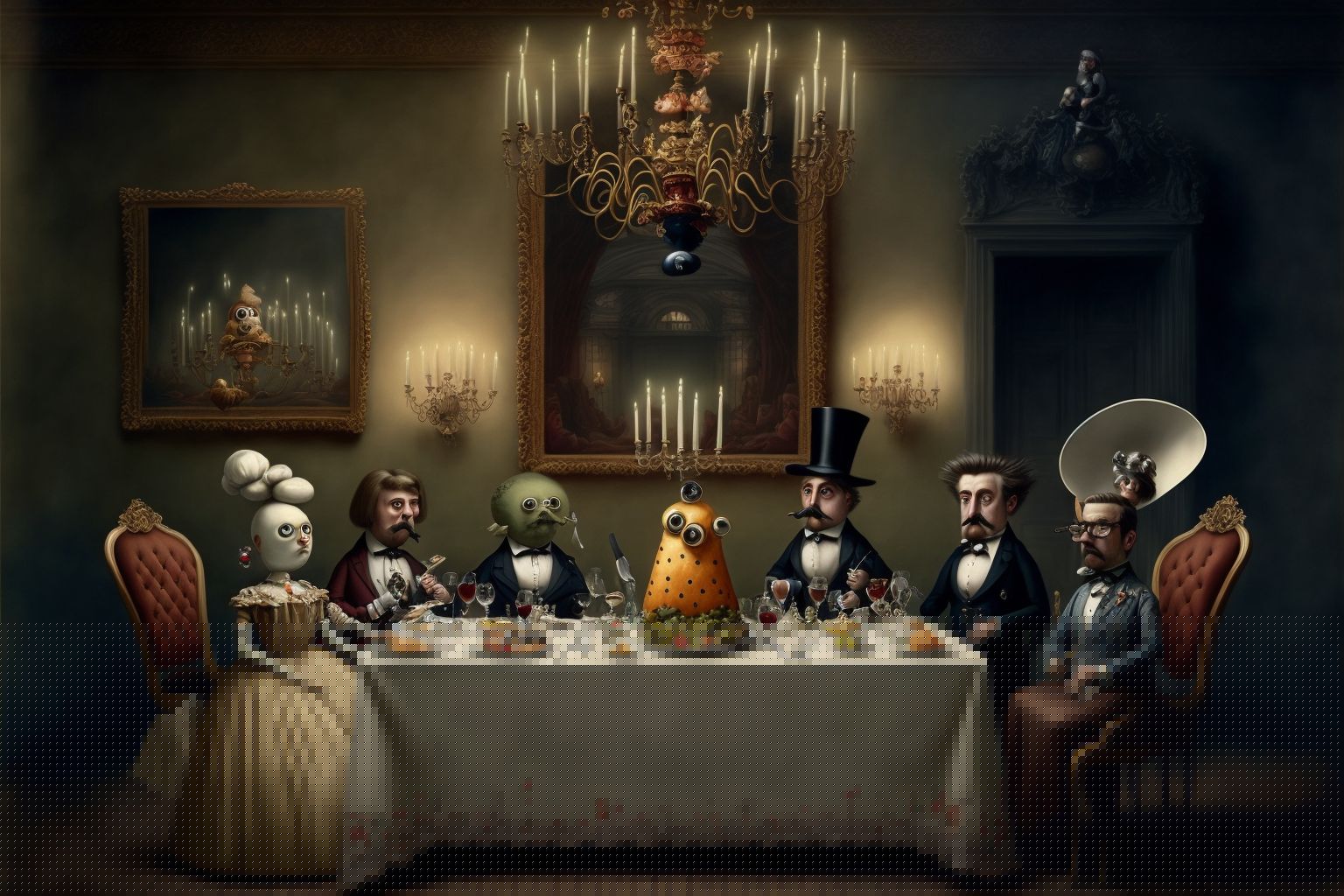 AI art — surrealist dinner